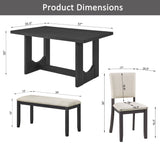 Dining Table Set, Rectangular Kitchen Table With Upholstered Chairs