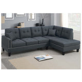 2 Piece Sectional Set With Nailhead Trim, Sofa And Matching Accent Pillows - Charcoal