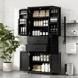 Storage Cabinet With Adjustable Shelves, 2 Drawers, Doors
