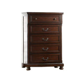 1 Piece Chest Bun Feet Pull Handles Round Knobs Bedroom Furniture - Cherry