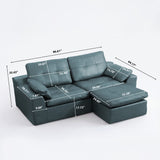 L - Shaped Modular 2 Seater Sofa With Movable Ottoman And High Density Sponge Cushions For Living Room