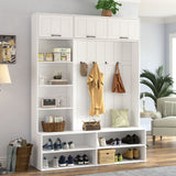 Farmhouse Hall Tree & Bench And Shoe Storage