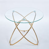 Metal Leg Dining Table With Tempered Glass Top