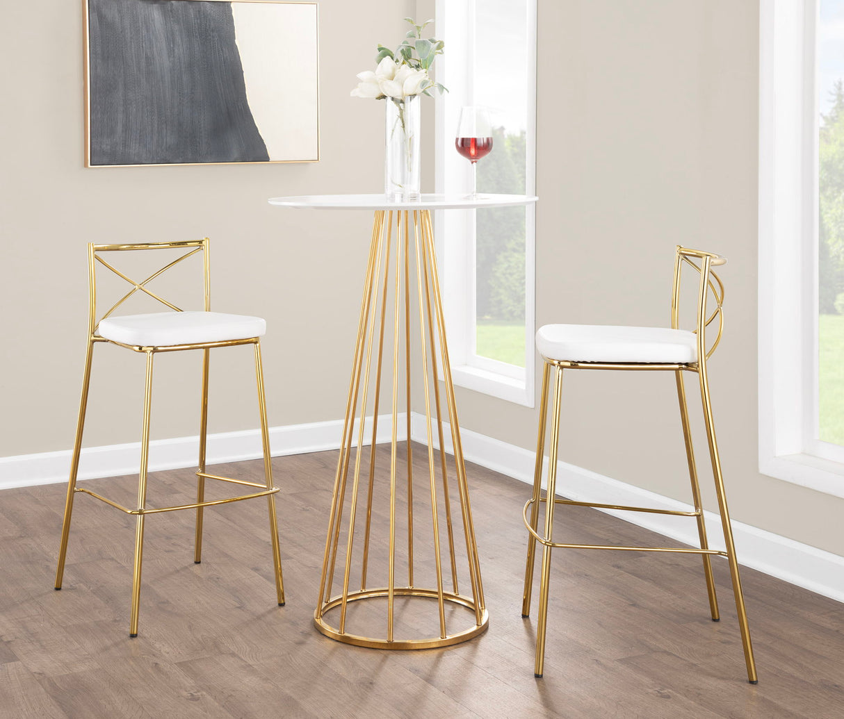 Modern Charlotte - Contemporary Fixed Height Barstool (Set of 2)