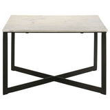 Volz - Square Coffee Table With Crisscross Base - White Marble