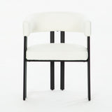 Modern Dining Upholstered Barrel Chair With Curved Back And Armrests