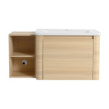 Wall Mounted Bathroom Vanity & Sink, Storage Shelves & Soft Close Door
