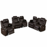 Power Motion Living Room Set With USB Port, Adjustable Headrest, Cup Holder
