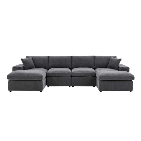 Upholstered Symmetrical Modular Sectional With 6 Seating