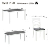 Elegant 6 Piece Dining Table Set With 4 Chairs And Bench