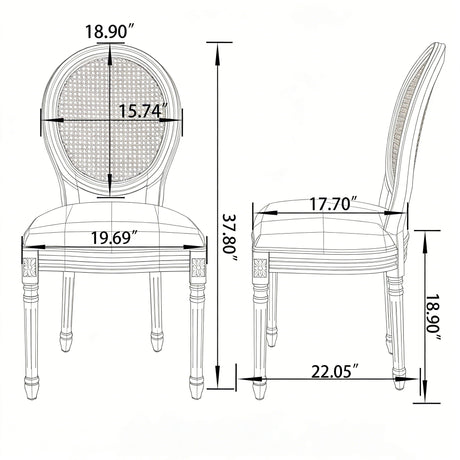 French Country Dining Chairs With Round Back (Set of 2)