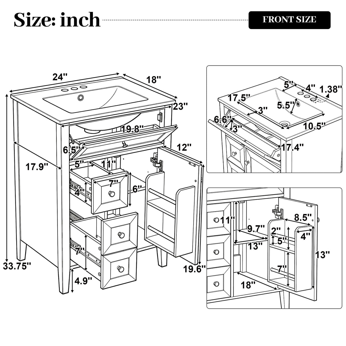 Bathroom Vanity With Sink, Soft Closing Cabinet