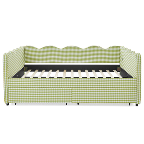 Gingham Daybed & USB Charging Port, Wave Shaped Design