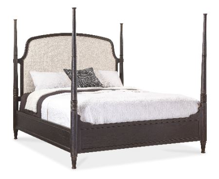Traditional Queen Poster Bed with Upholstered Headboard - 7050-90650-89