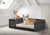 Esme - Wide Comfy Pet Bed With Cushion And Side Storage Compartment - Ash Gray