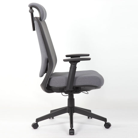 High Back Breathable Ergonomic Office Chair With Adjustable Headrest & 5D Armrest, Height Adjustable Swivel - Antique Gray