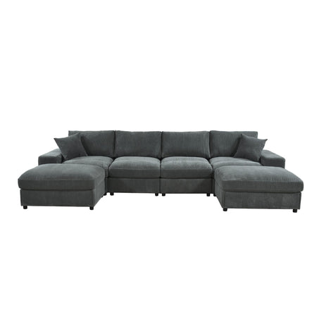 Sectional Sofa With 2 Ottomans And Toss Pillows
