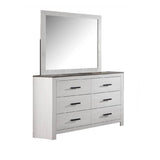 1 Piece Dresser 2 Tone Sleek 6 Drawers Bedroom Furniture - White