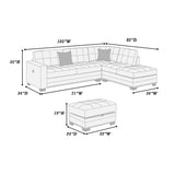 L - Shaped Sectional Sofa Set With Storage Ottoman, Tufted Upholstery Nailhead Trim