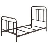 Twin Panel Bed With Ornate Design - Bronze