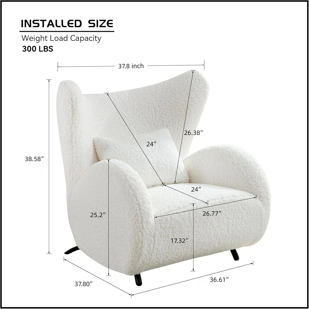 Wingback Armchair & Ottoman Combo For Living Room - White