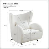Wingback Armchair & Ottoman Combo For Living Room - White