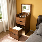 Vanity Desk With Lighted Mirror & Stool