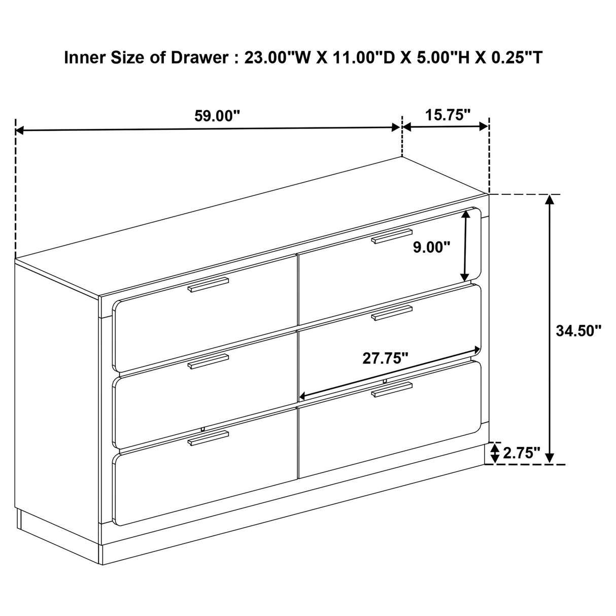 Sophia - 6 Drawer Dresser
