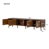 TV Stand For TVs Up To 85" With Fluted Door, Cable Management, Soft-Closing Hinges - Walnut