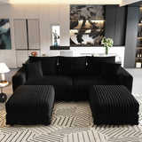 Deep Seat Convertible Sofa With Soft Pillows And Ottomans
