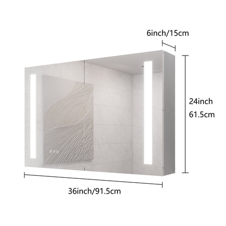 LED Medicine Cabinet With Mirror, Double Door With Defogger, Dimmer, Surface Mount