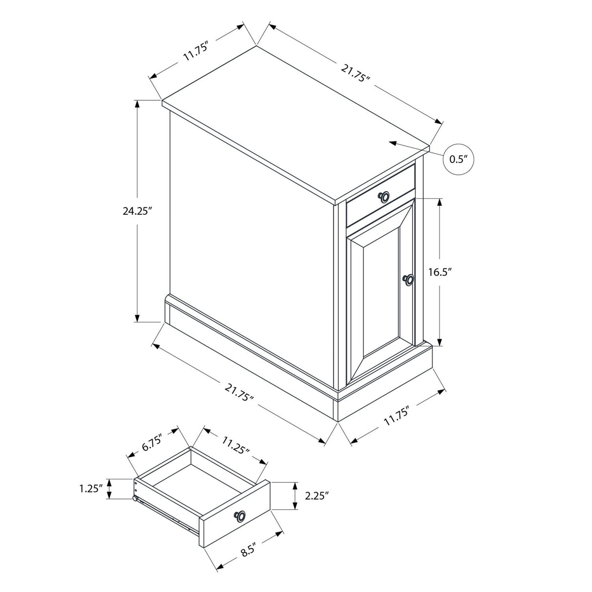Accent Table With Storage Drawer For Living Room - Blue