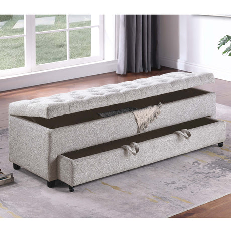 Storage Ottoman With Tufted Seat And Underseat Drawer