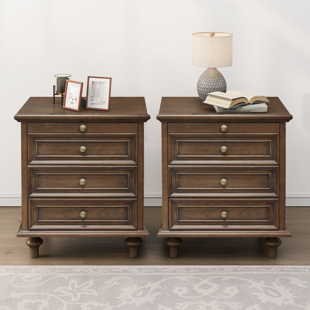 Farmhouse Nightstand With 4 Drawers