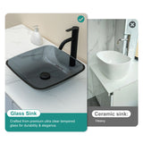 Square Vessel Sink For Bathroom, Above Counter Design With Pop Up Drain, Smooth Rounded Edges - Gray