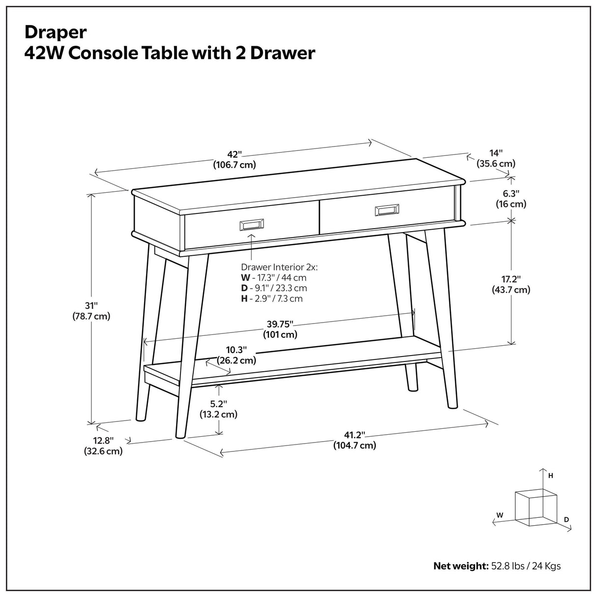 Draper - Console Table - Teak