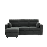 Convertible L - Shaped Sectional Sofa Bed With Storage Chaise, Cup Holders