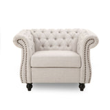 Nexuson - Upholstered Chesterfield Chair With Deep Tufted And Nailhead Trim
