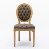 French Style Solid Wood Frame Antique Painting, Hand-Pulled Buckle Decoration Artificial Dining Chair With Nailhead Trim, Wood Legs
