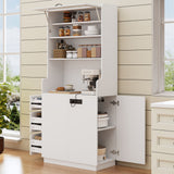 Pantry Cabinet With Hydraulic Flip Top And USB Charging Port