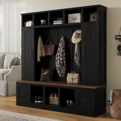 Hall Tree With Storage Bench, Entryway Coat Rack With Hooks