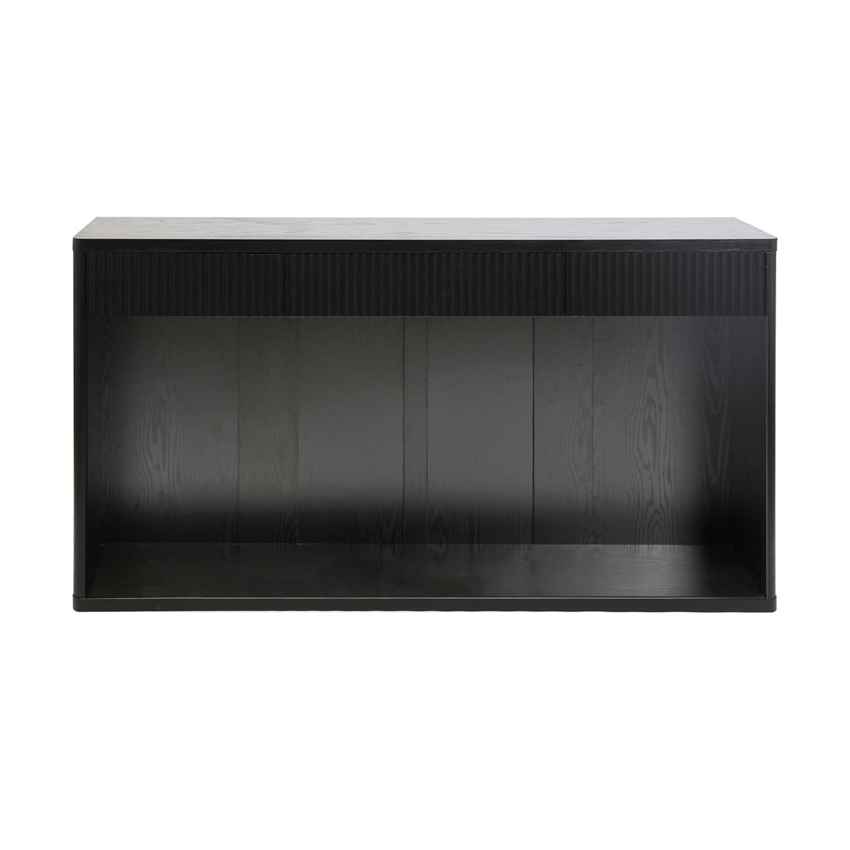 Fluted Console Table With 3 Drawers, Long Sofa Table Behind Couch For Living Room - Black