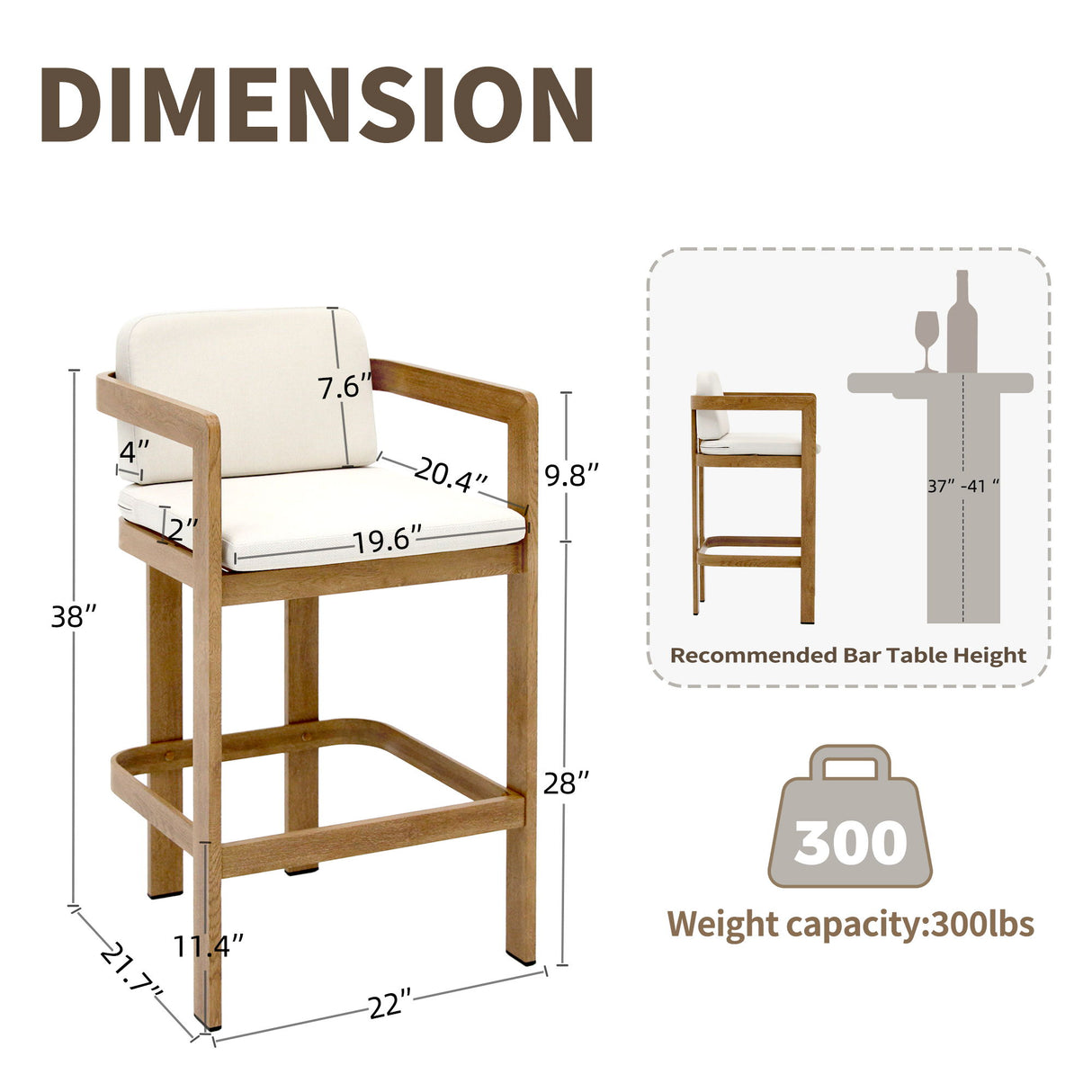 Bar Stool For Gardens And Patio (Set of 2) - Wood