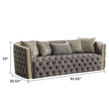 Naomi - Button Tufted Sofa - Taupe