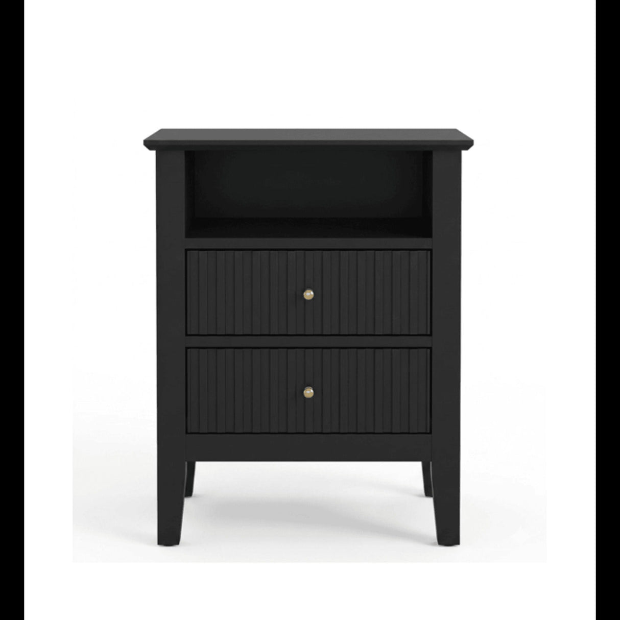 Fluted Nightstand With 2 Drawers