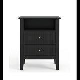 Fluted Nightstand With 2 Drawers