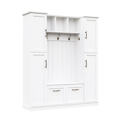 Hall Tree With 4 Side Cabinets