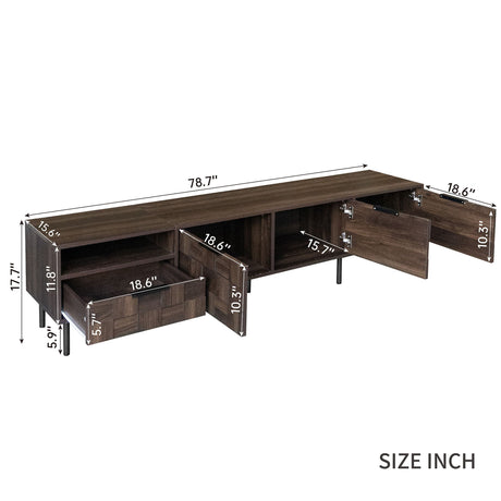 78" TV Stand With Storage Cabinets For Living Room - Walnut