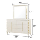 Cinderella - Dresser With LED Accents And 6 Storage Drawers (Mirror Not Included) - Beige