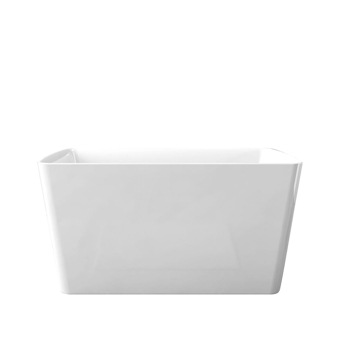 Freestanding Bathtub With Built In Seat, Rectangle Shape, Invisible Overflow & Pop Up Drain - Gloss White
